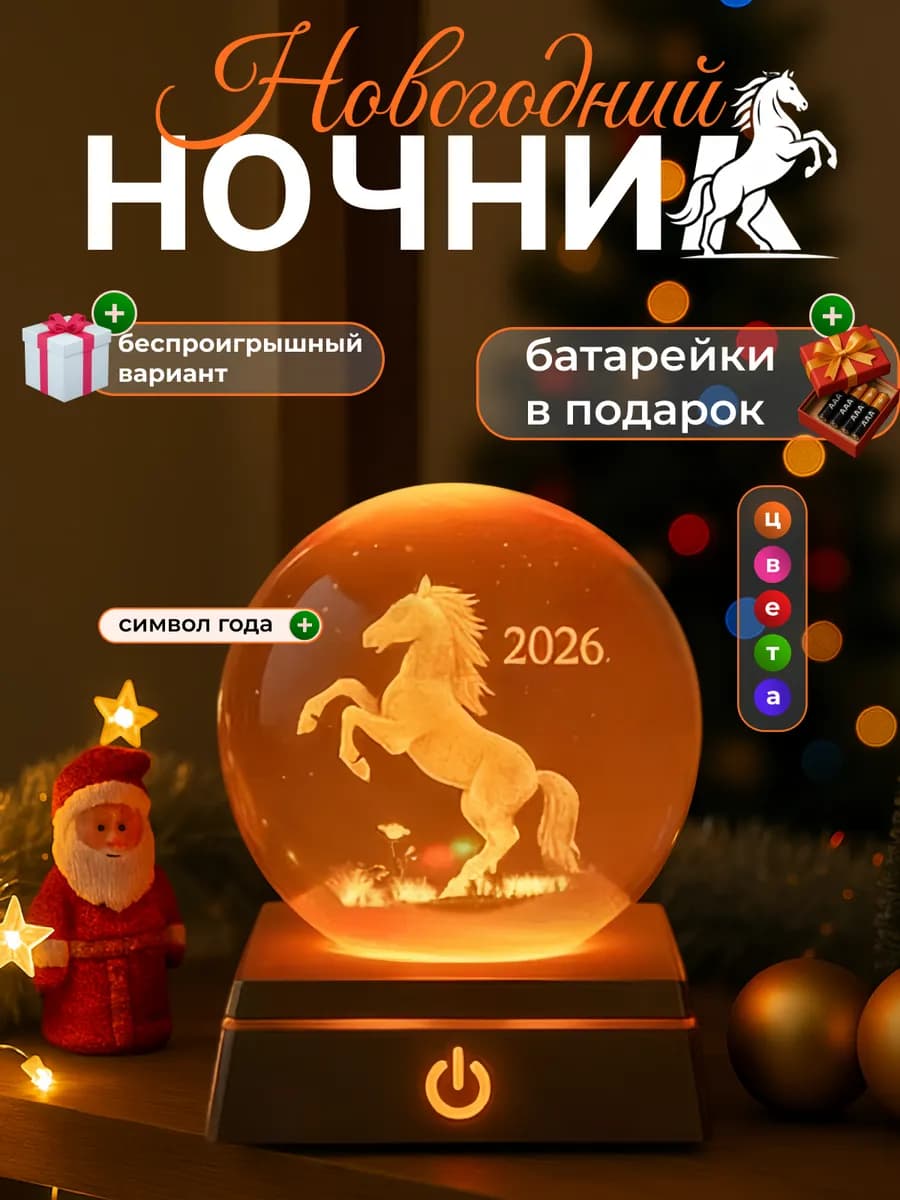 Новогодний ночник с символом Нового года лошадь