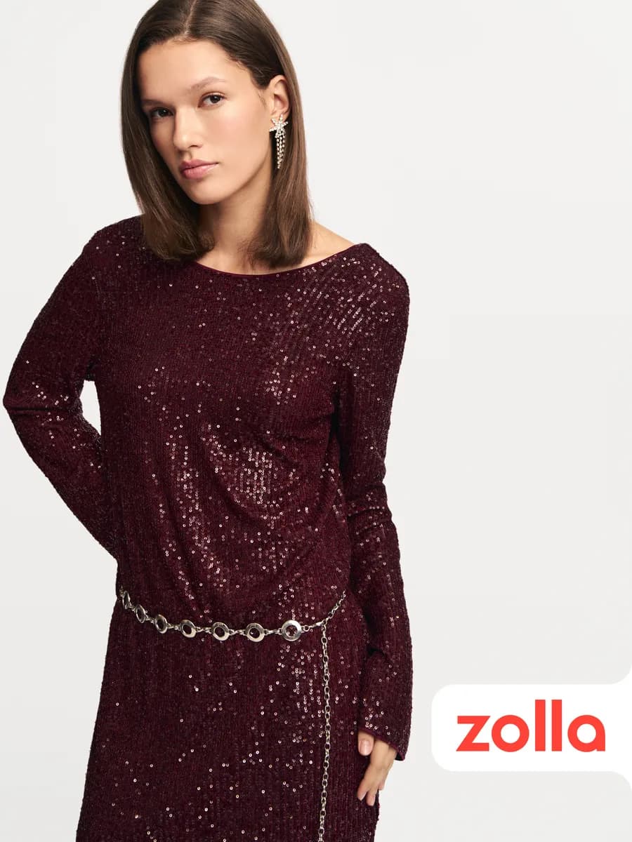 Женское платье мини с пайетками