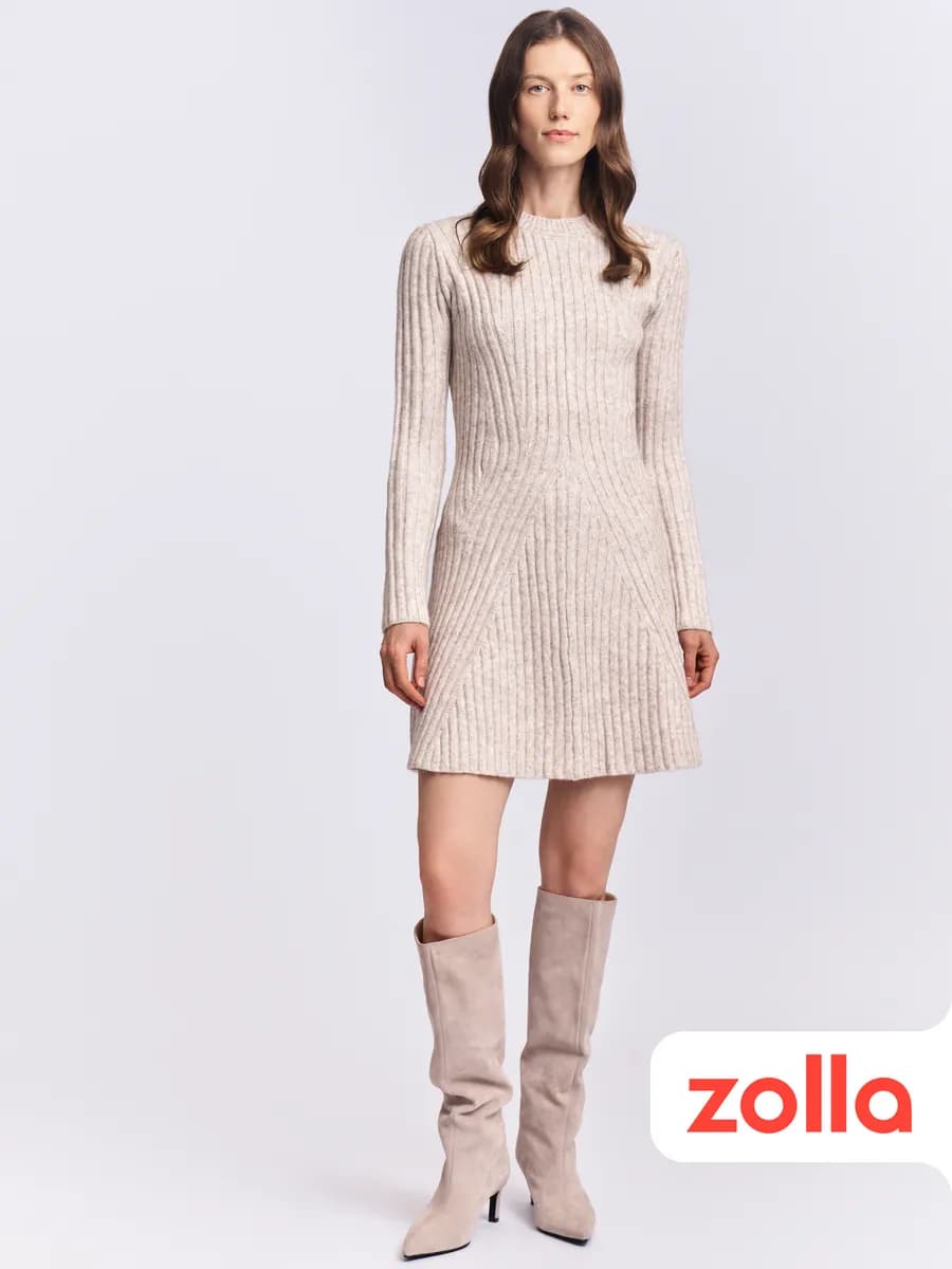 Женское вязаное платье-лапша мини - фото 1