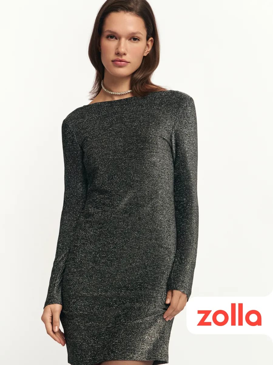 Женское платье мини с вырезом люрекс