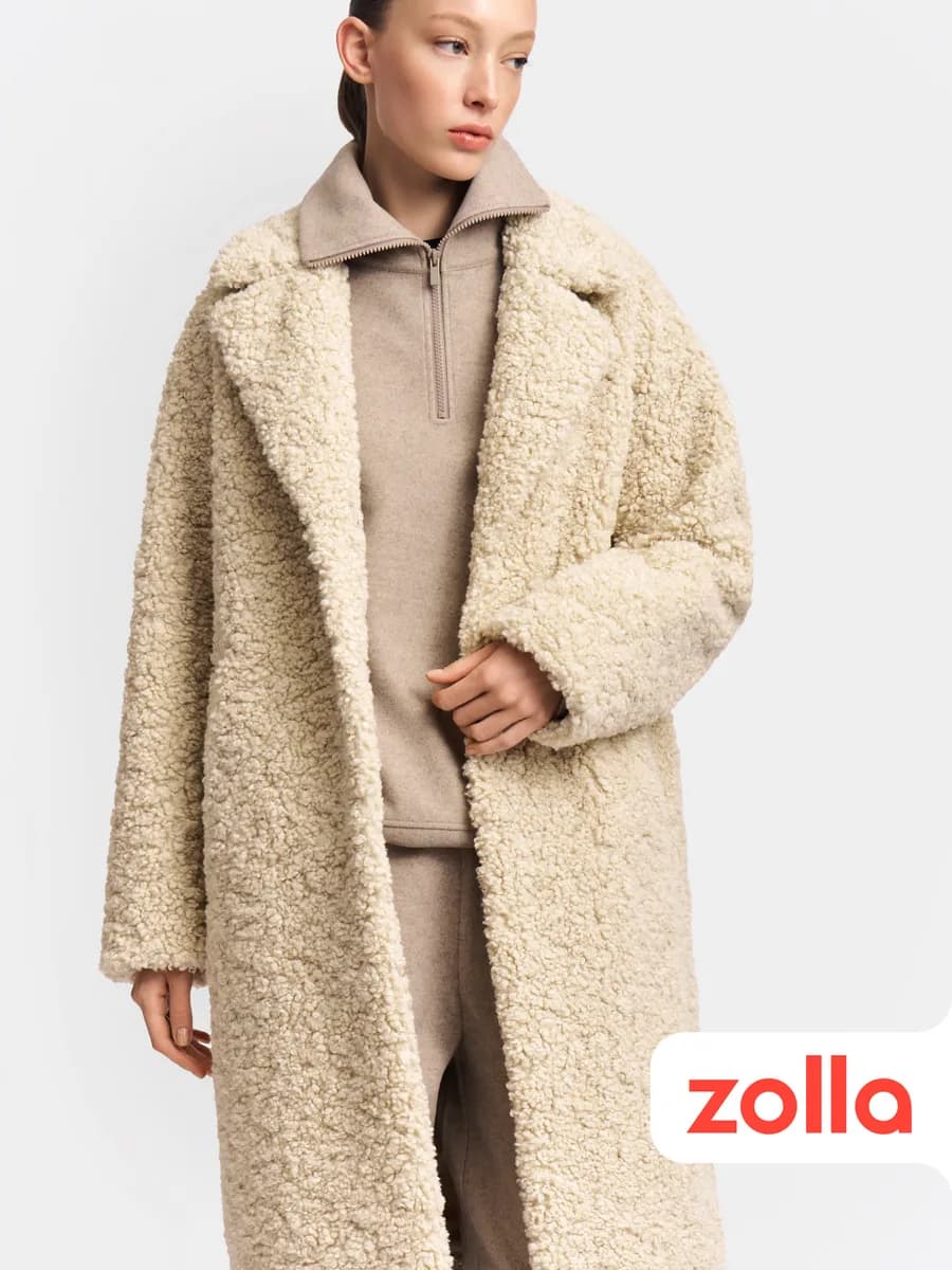 Женское длинное пальто-шуба экомех