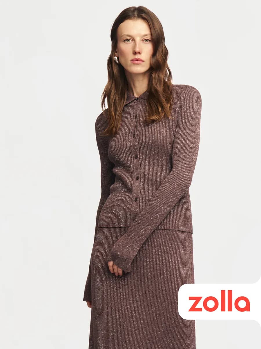 Женский трикотажный кардиган с люрексом