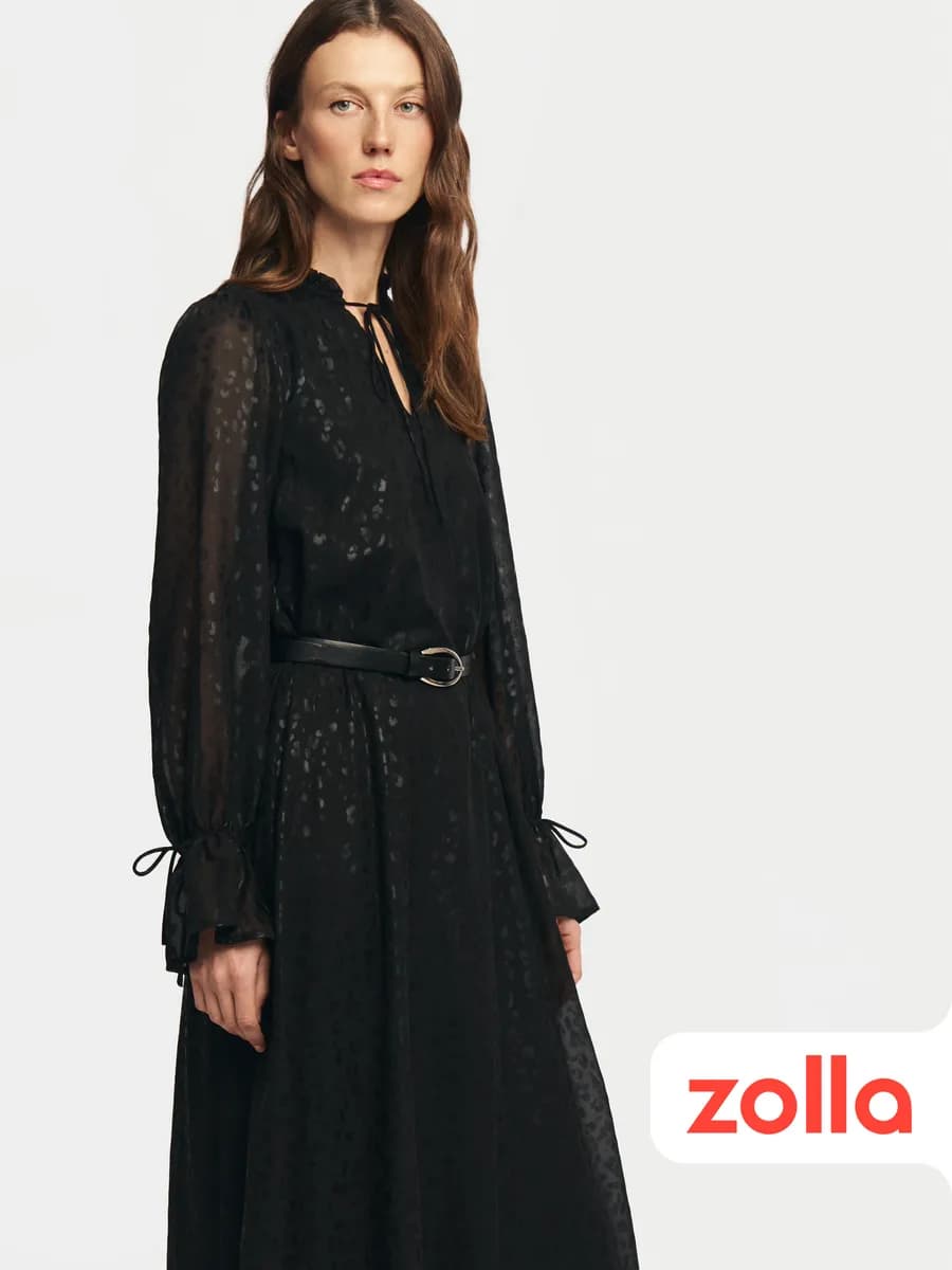 Женское шифоновое платье миди с ремнём