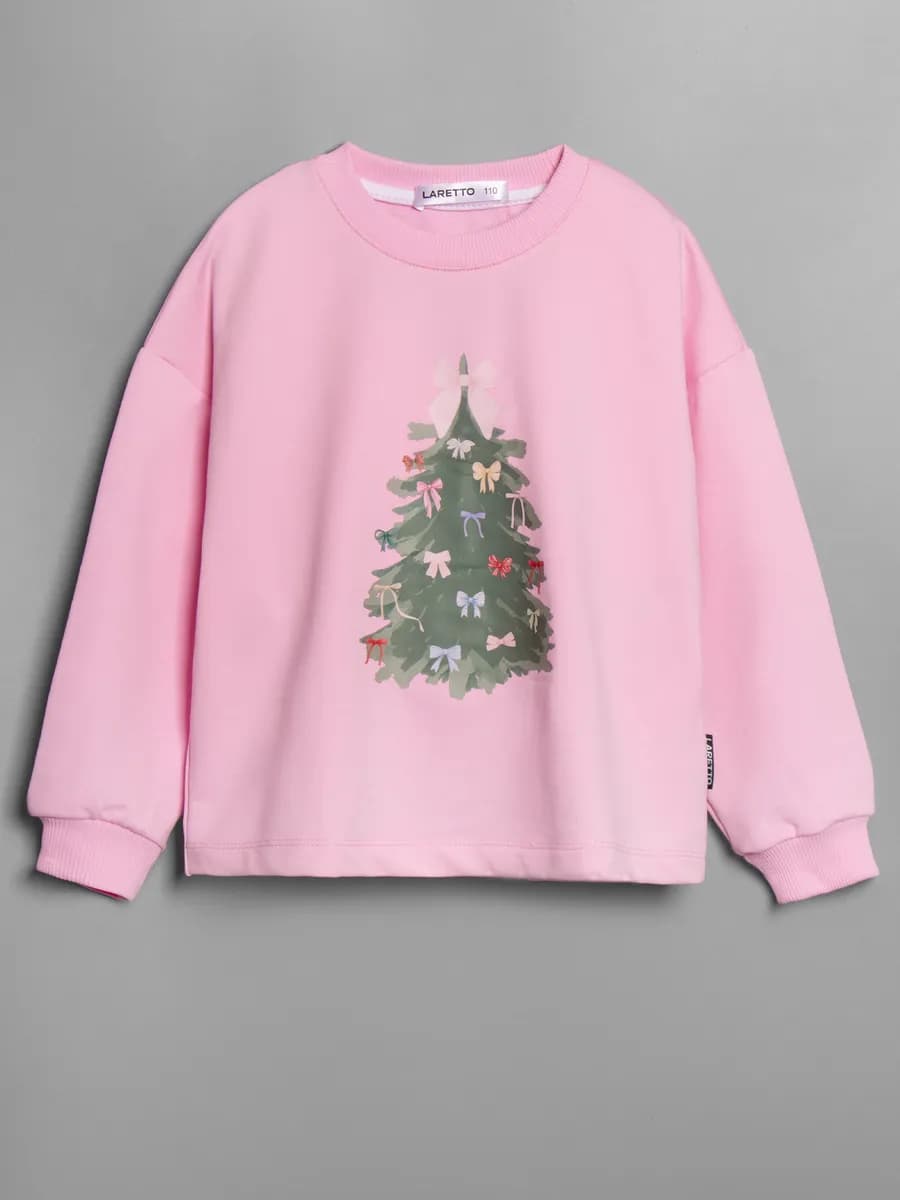 Свитшот для девочки с новогодним принтом