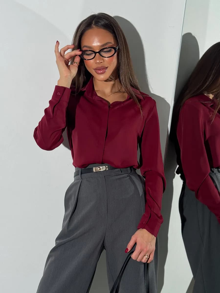 Блузка стильная нарядная офисная с длинным рукавом