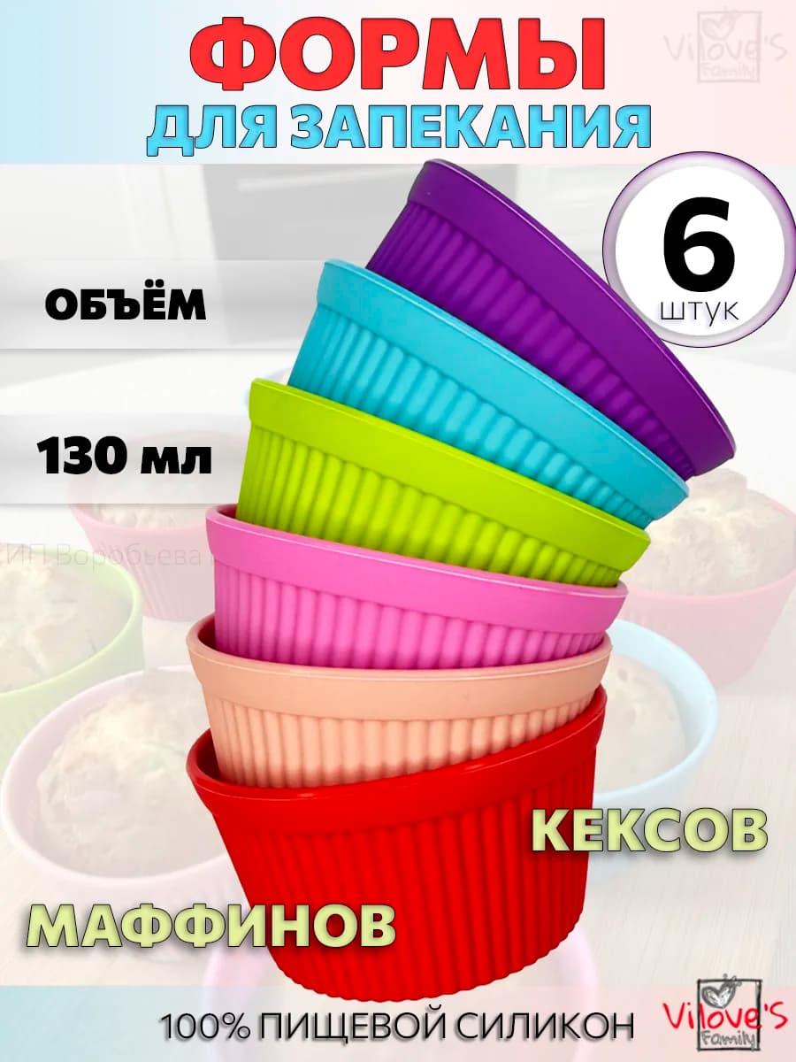 Форма для выпечки кексов силиконовая круглая