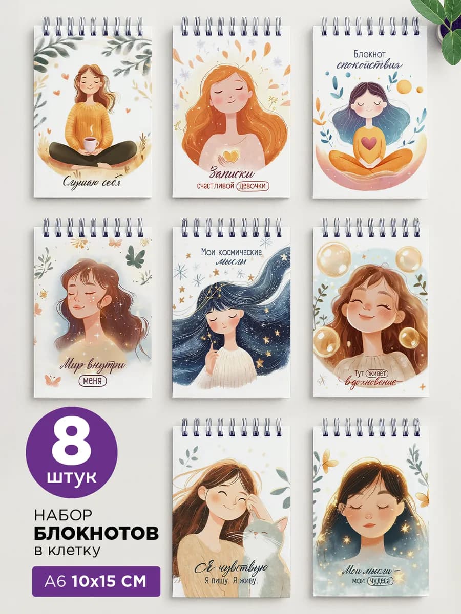 Набор мини блокнотов А6 подарок на день рождения 8 марта