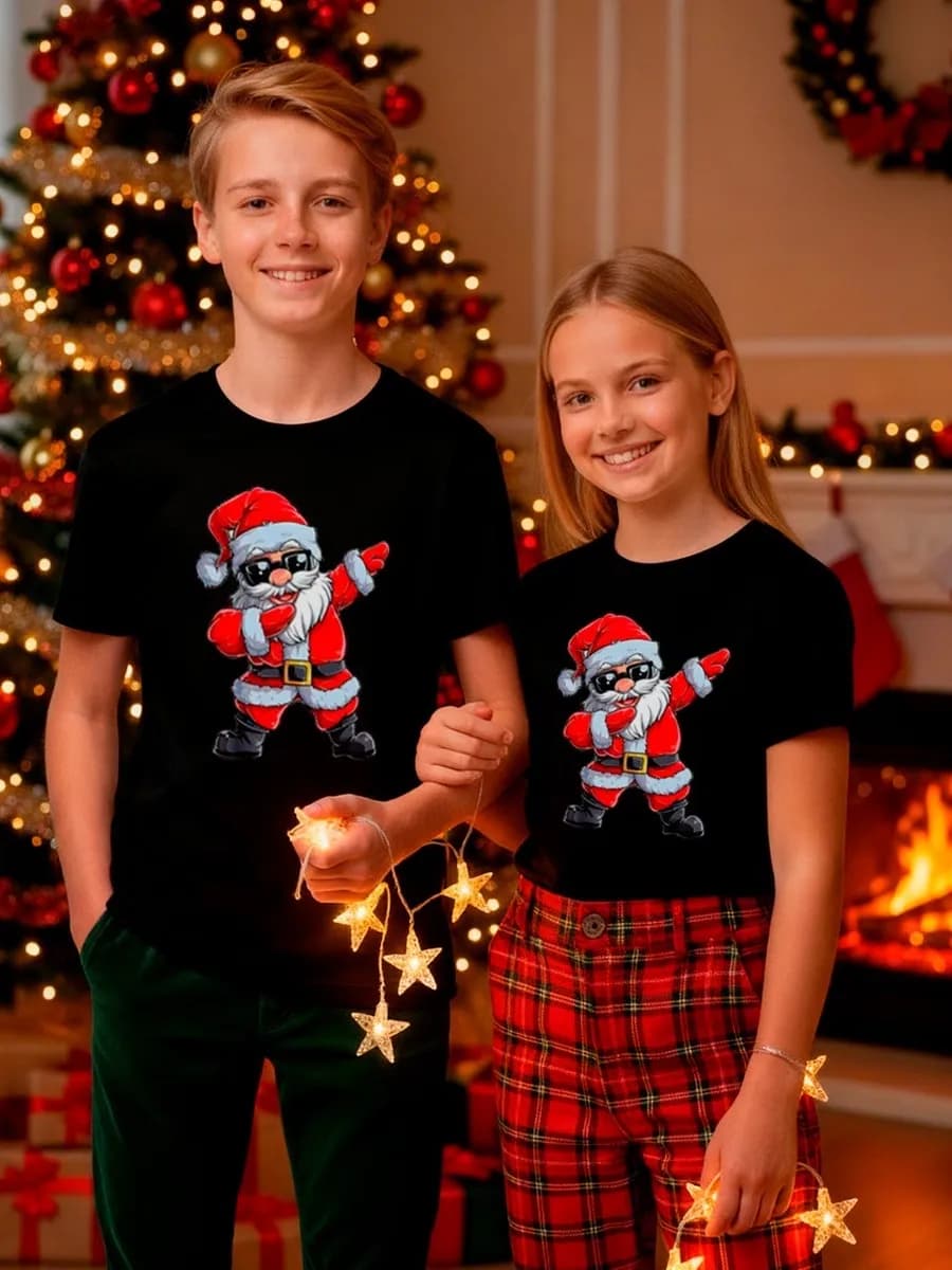 футболка новогодняя детская с дедом морозом