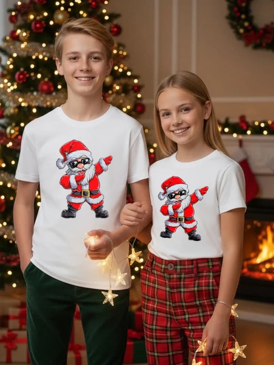 футболка новогодняя детская с дедом морозом