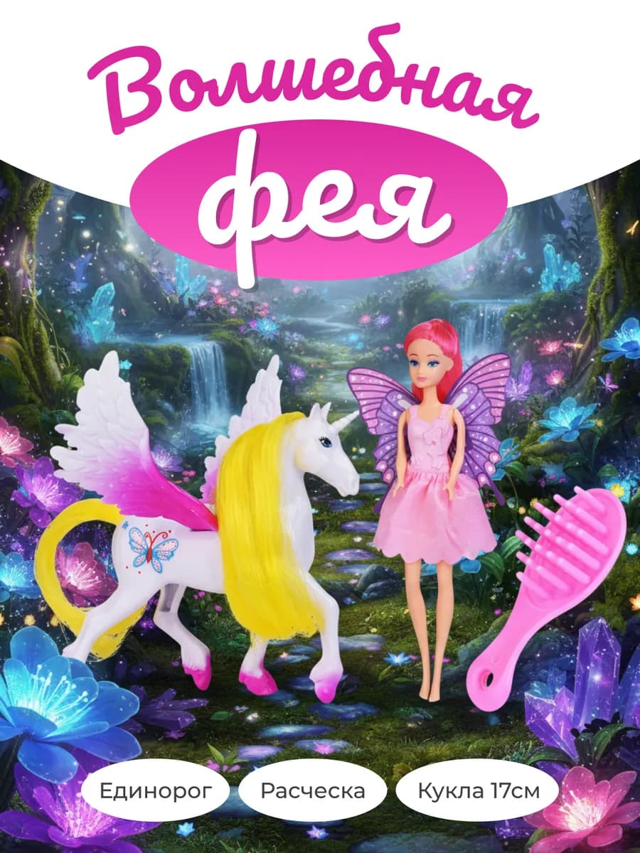 Игровой набор для девочек кукла с лошадью Фея с крыльями