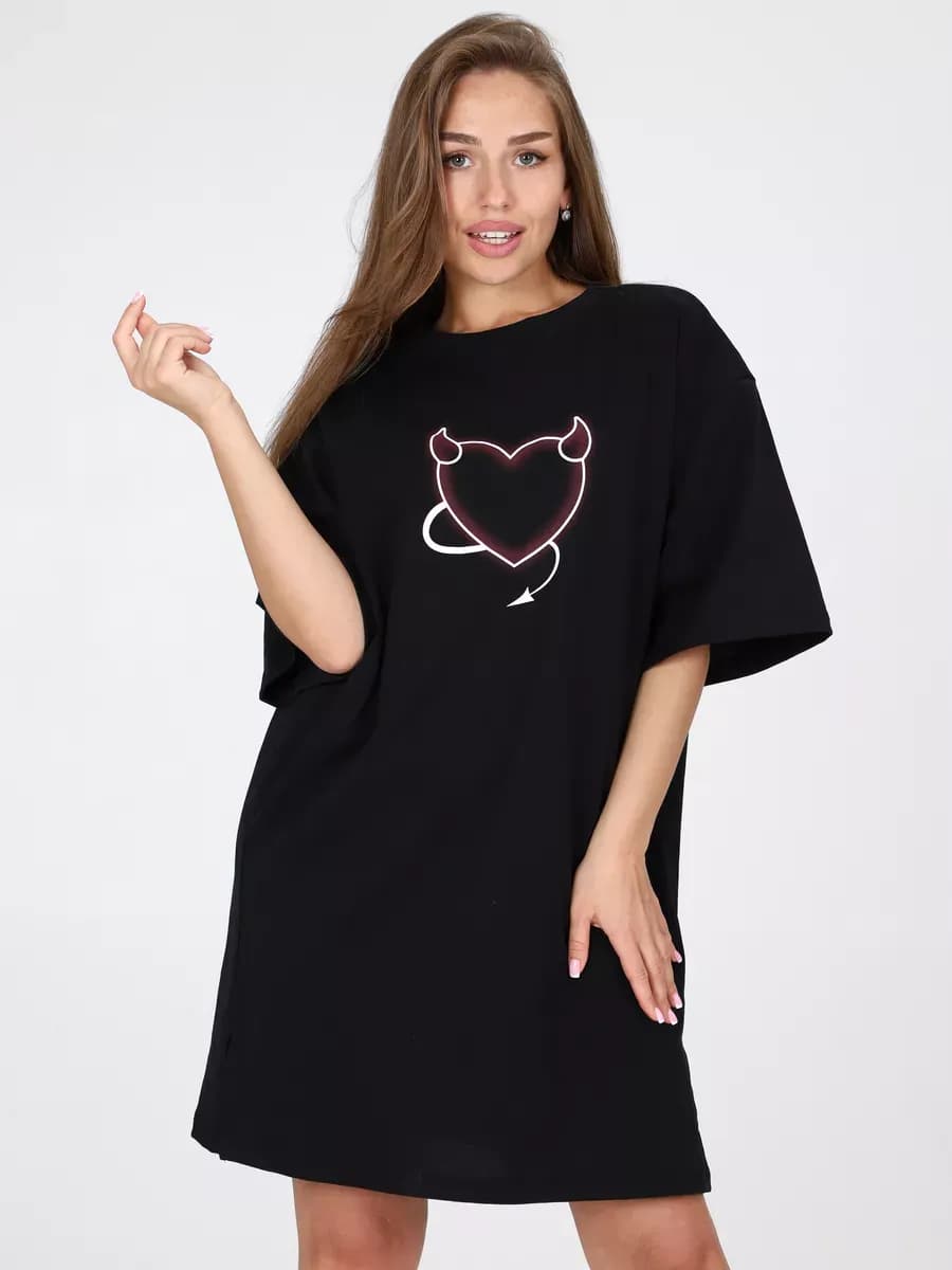 Домашнее платье туника оверсайз больших размеров летнее