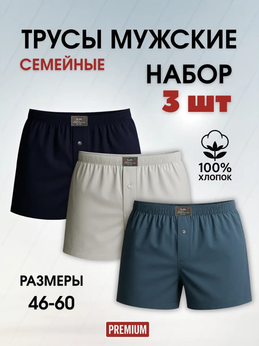 Трусы мужские семейные набор 3 шт