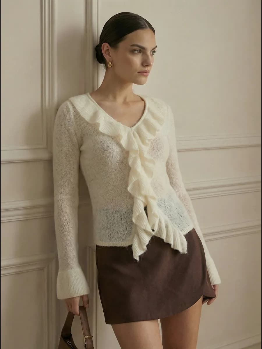 Джемпер нарядный с воланами рюшами