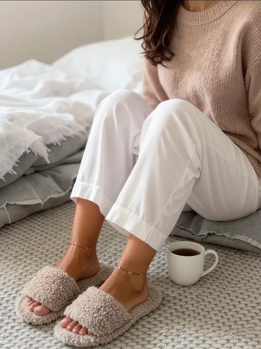 Тапочки домашние меховые открытые