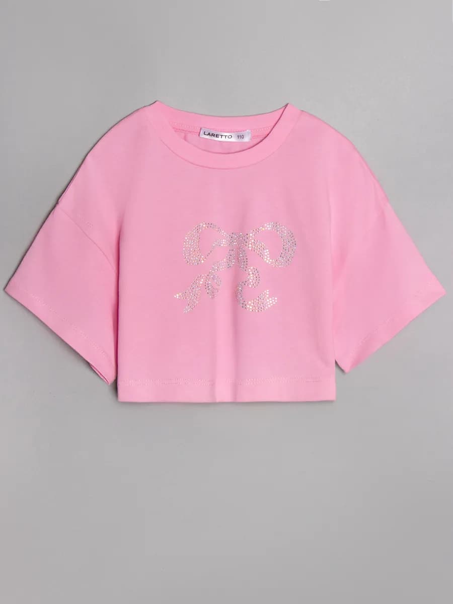 Футболка детская оверсайз укороченная базовая