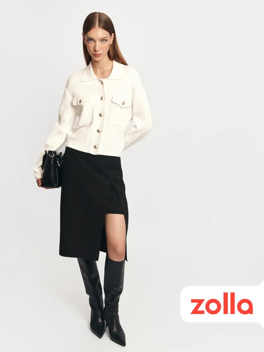 Женская прямая юбка с разрезом