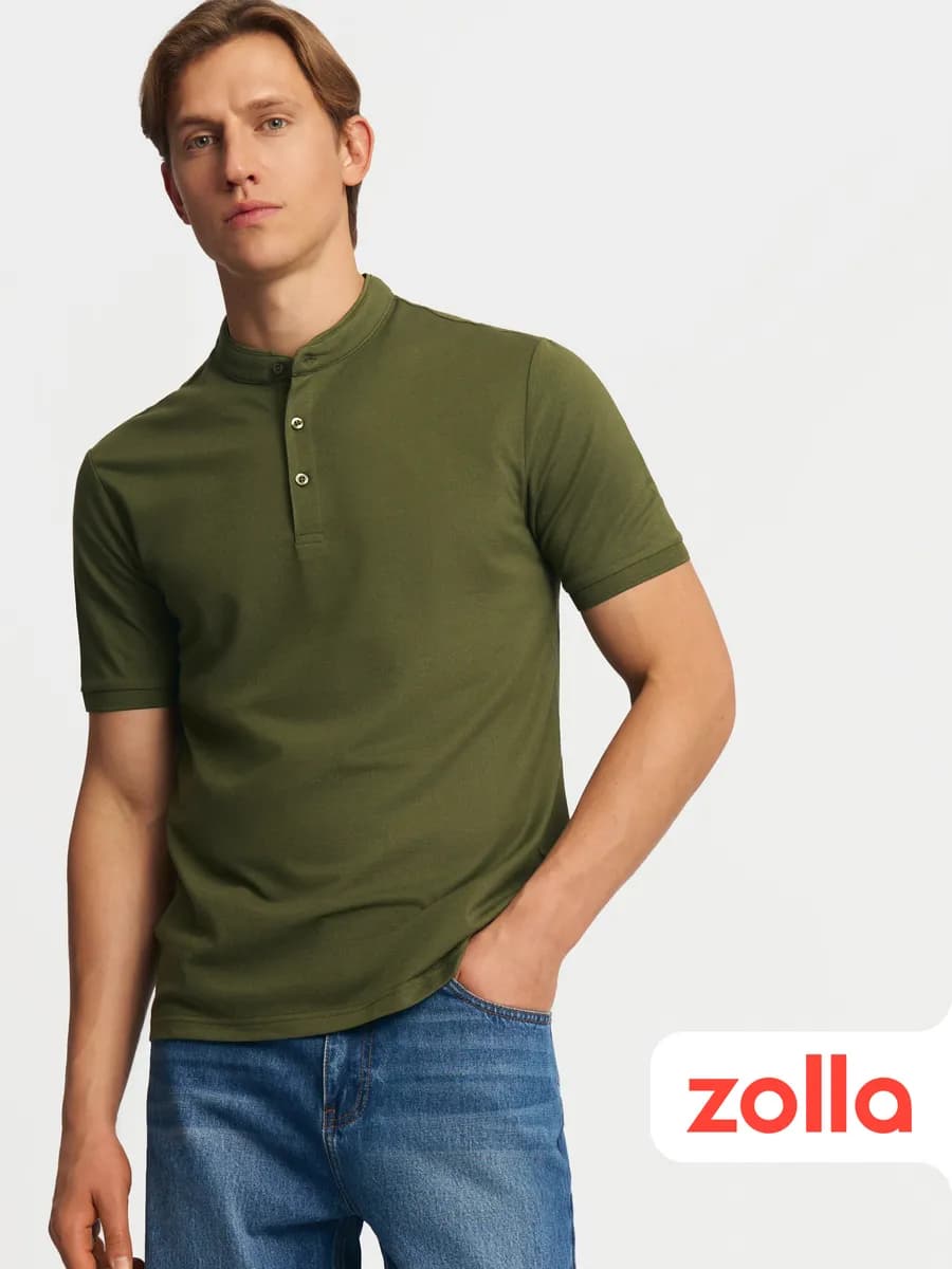 Мужская футболка поло воротник-стойка