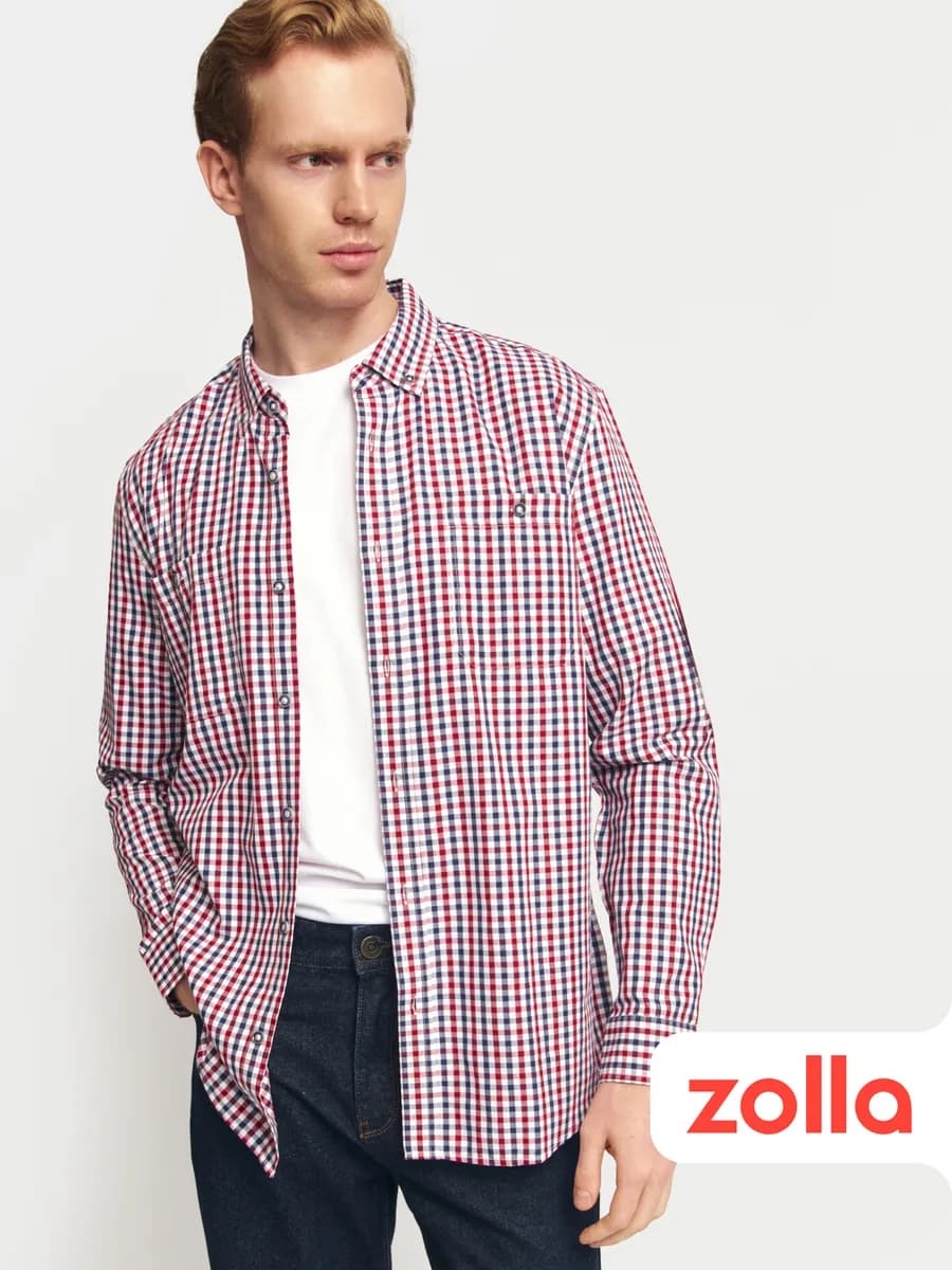 Мужская рубашка из хлопка в клетку