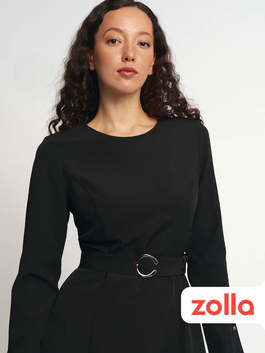 Женское платье миди с поясом