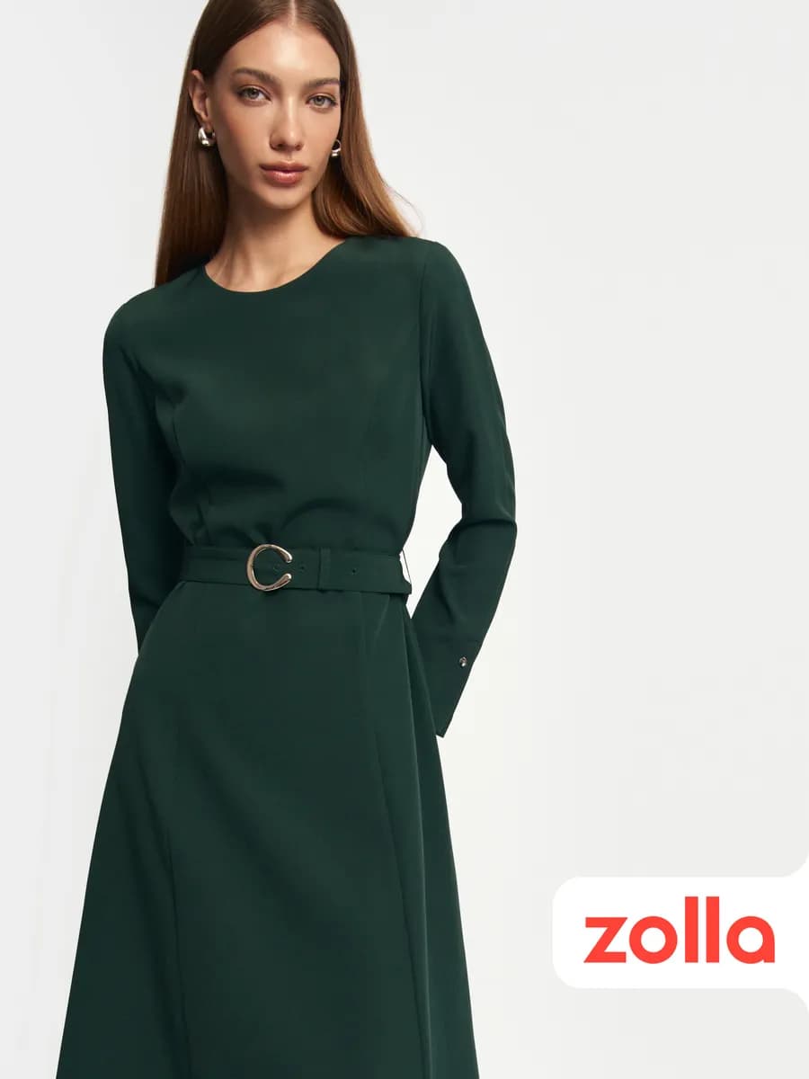 Женское платье миди с поясом