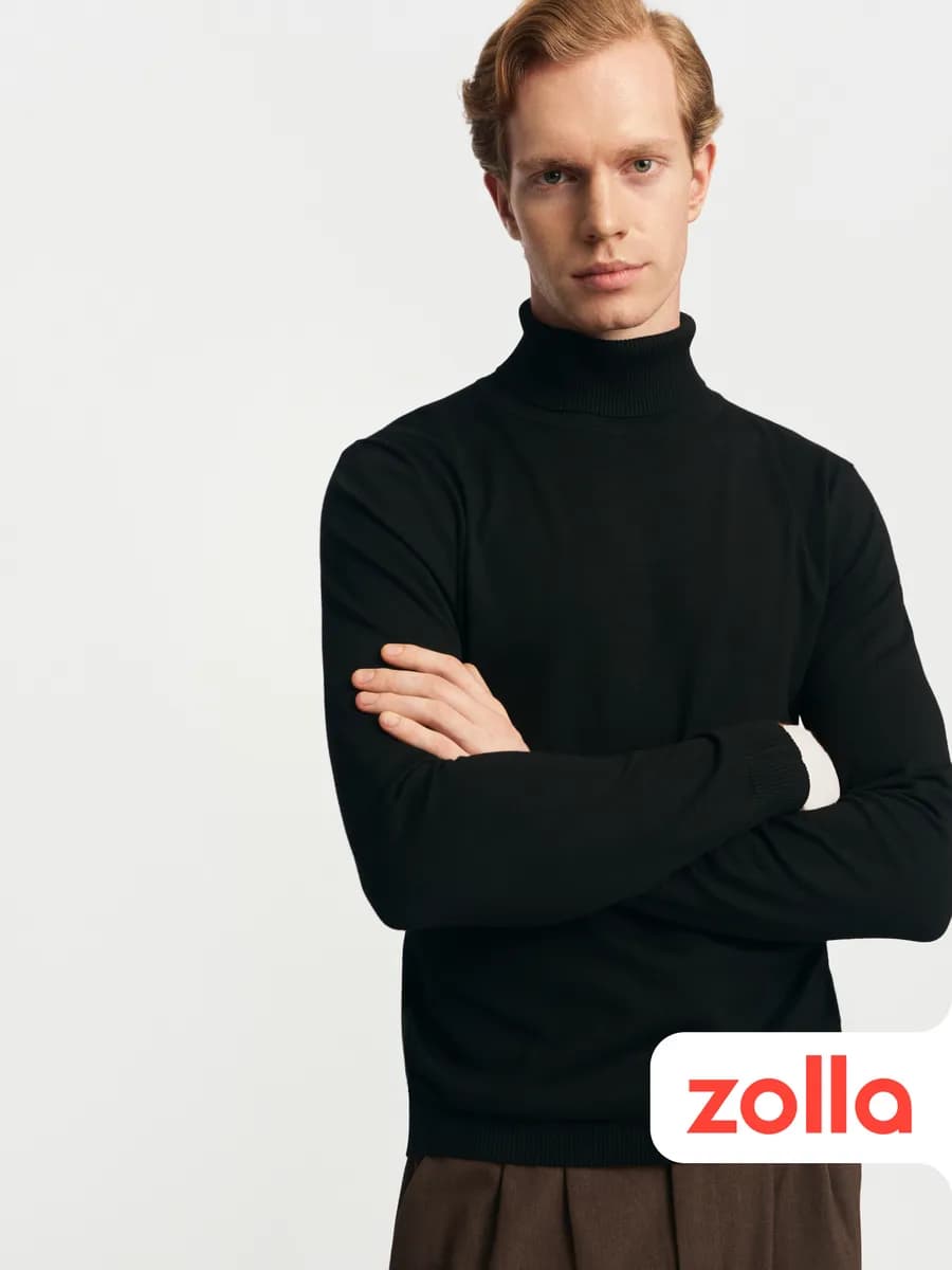 Тонкая мужская водолазка с воротником