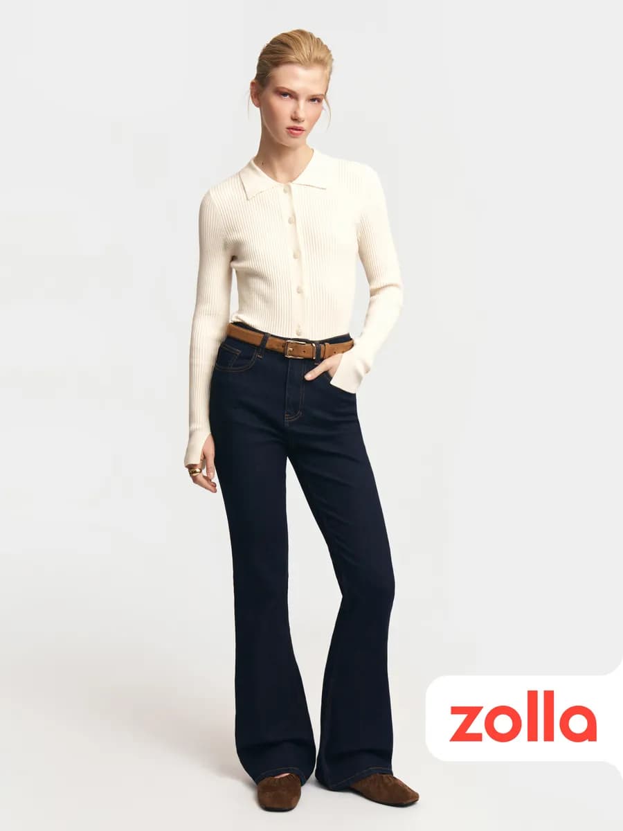 Женские джинсы клеш средней посадки