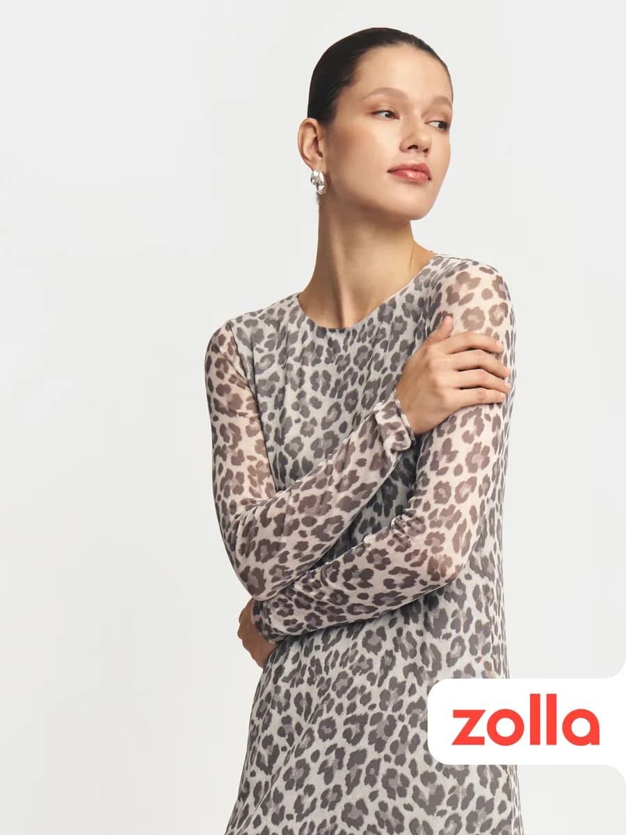 Женское платье из сетки леопардовое