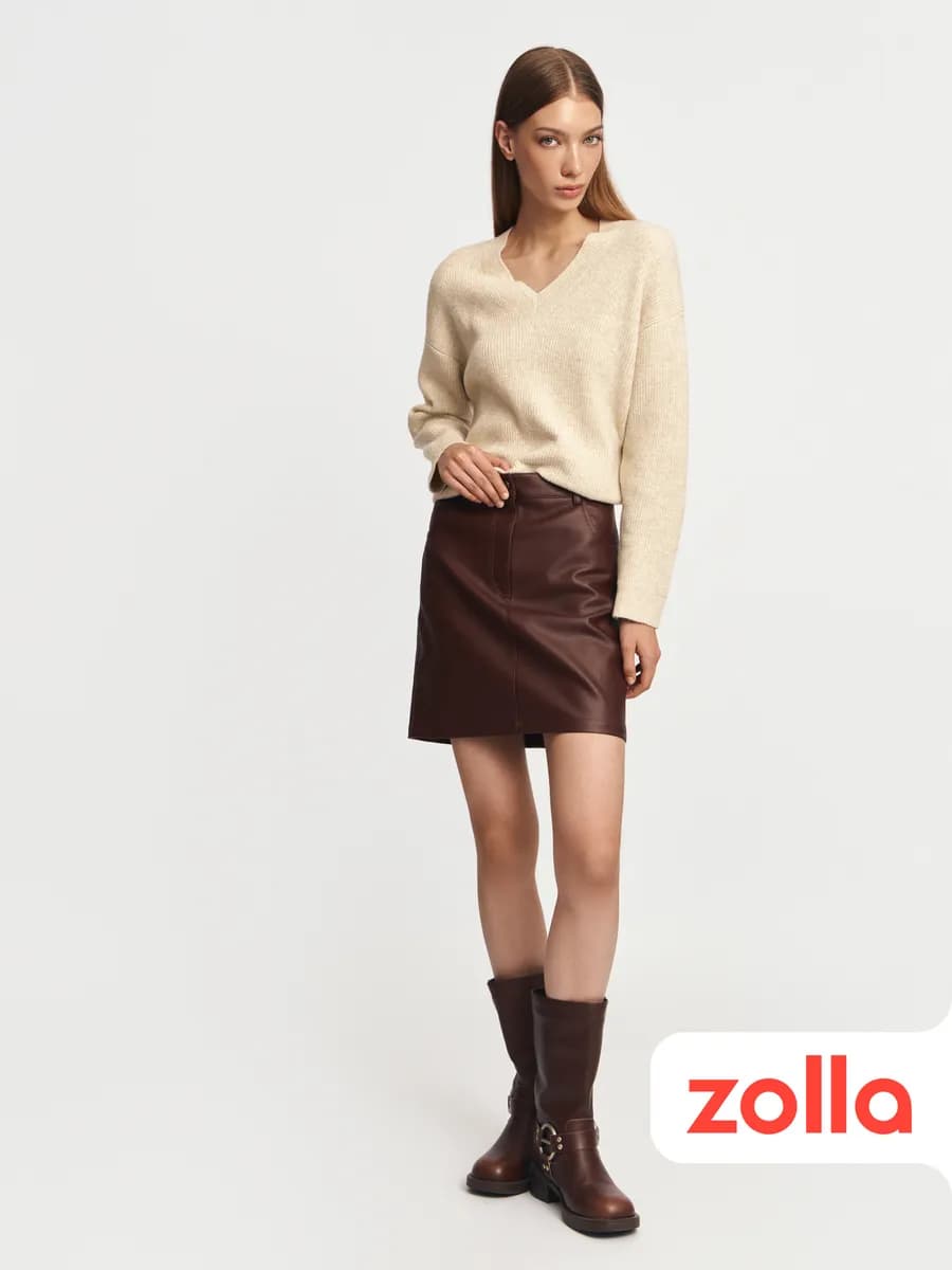 Женская юбка мини из экокожи