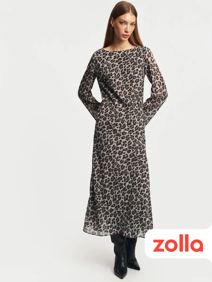 Женское платье миди леопардовое