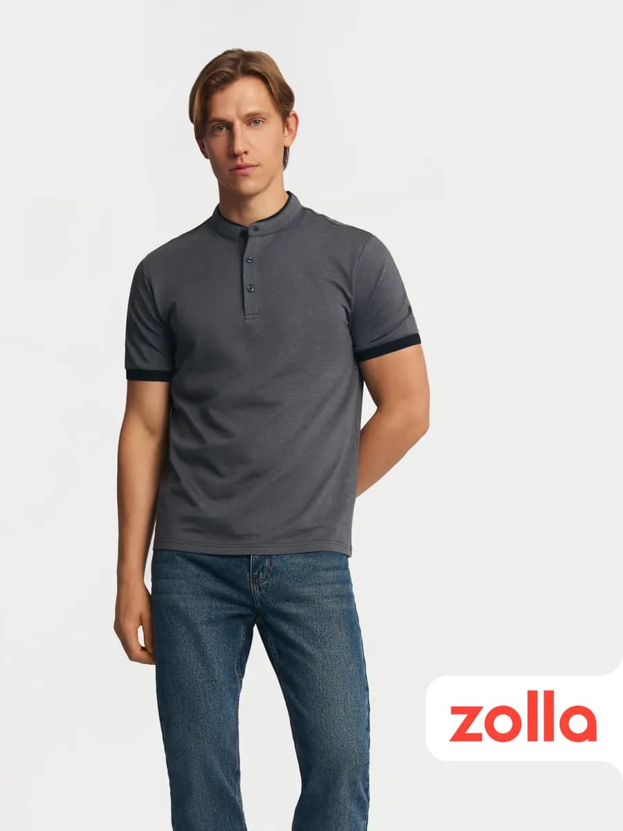 Мужская футболка поло воротник-стойка