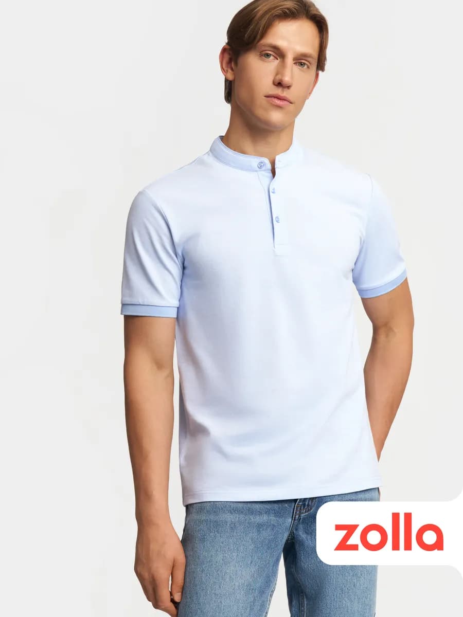 Мужская футболка поло воротник-стойка - фото 1