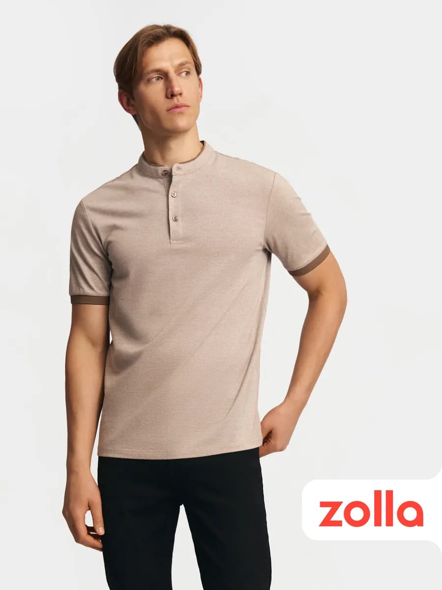 Мужская футболка поло воротник-стойка