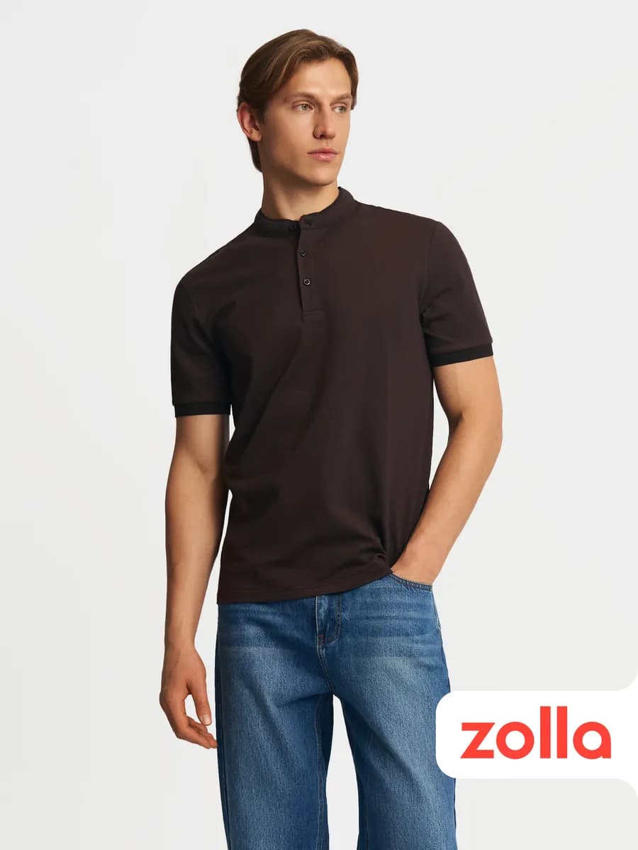 Мужская футболка поло воротник-стойка - фото 1