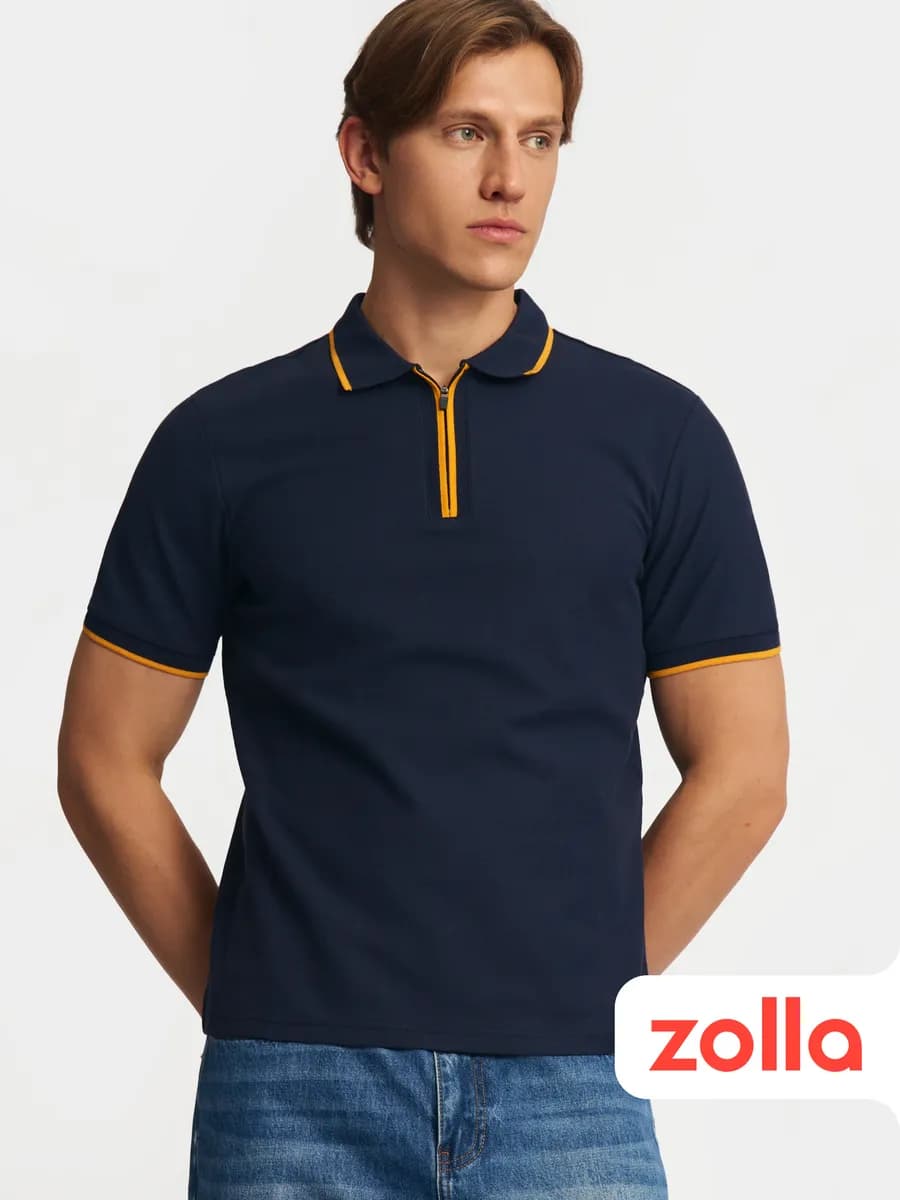Мужская футболка поло на молнии