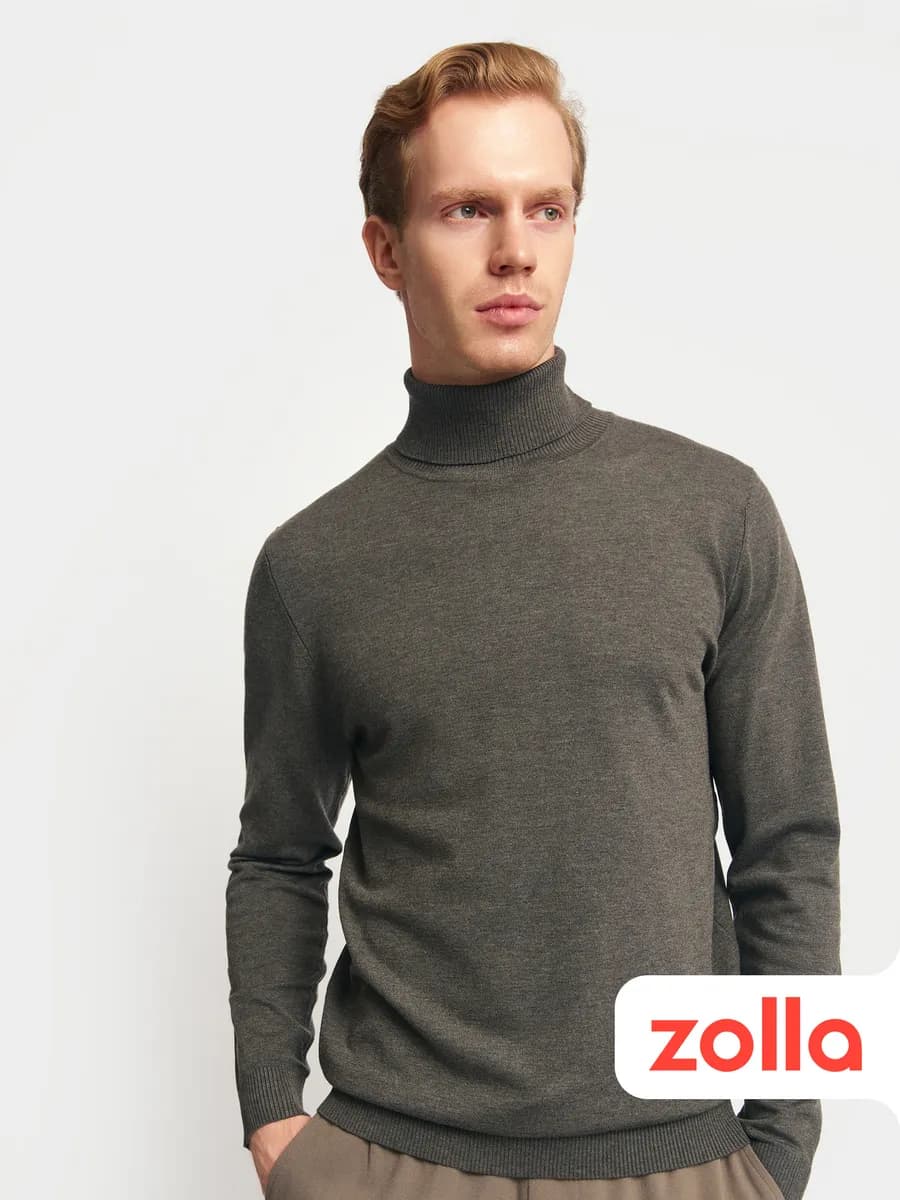 Тонкая мужская водолазка с воротником