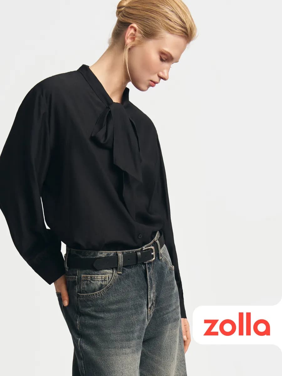 Женская блузка-рубашка с бантом