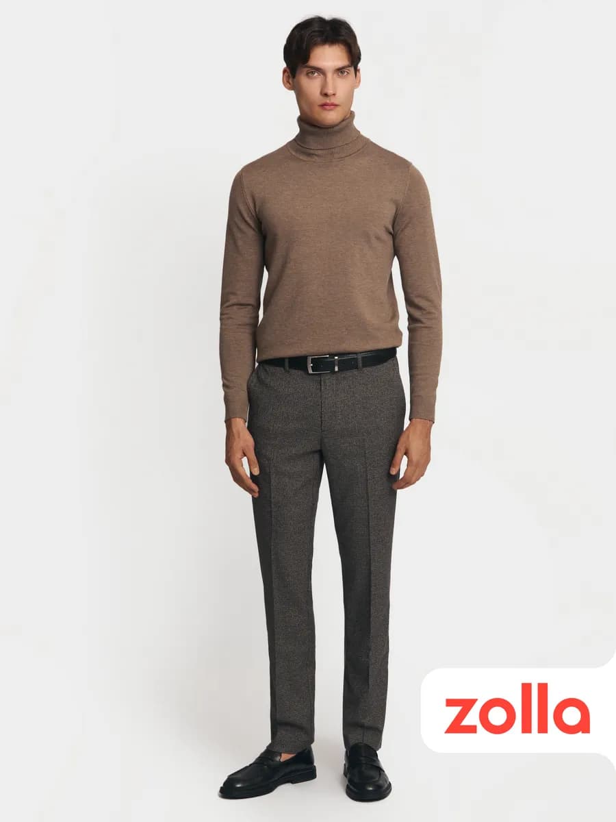 Мужские брюки Slim в клетку на резинке