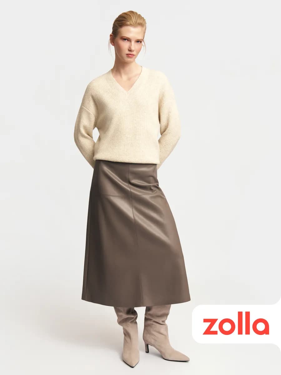 Женская юбка миди из экокожи