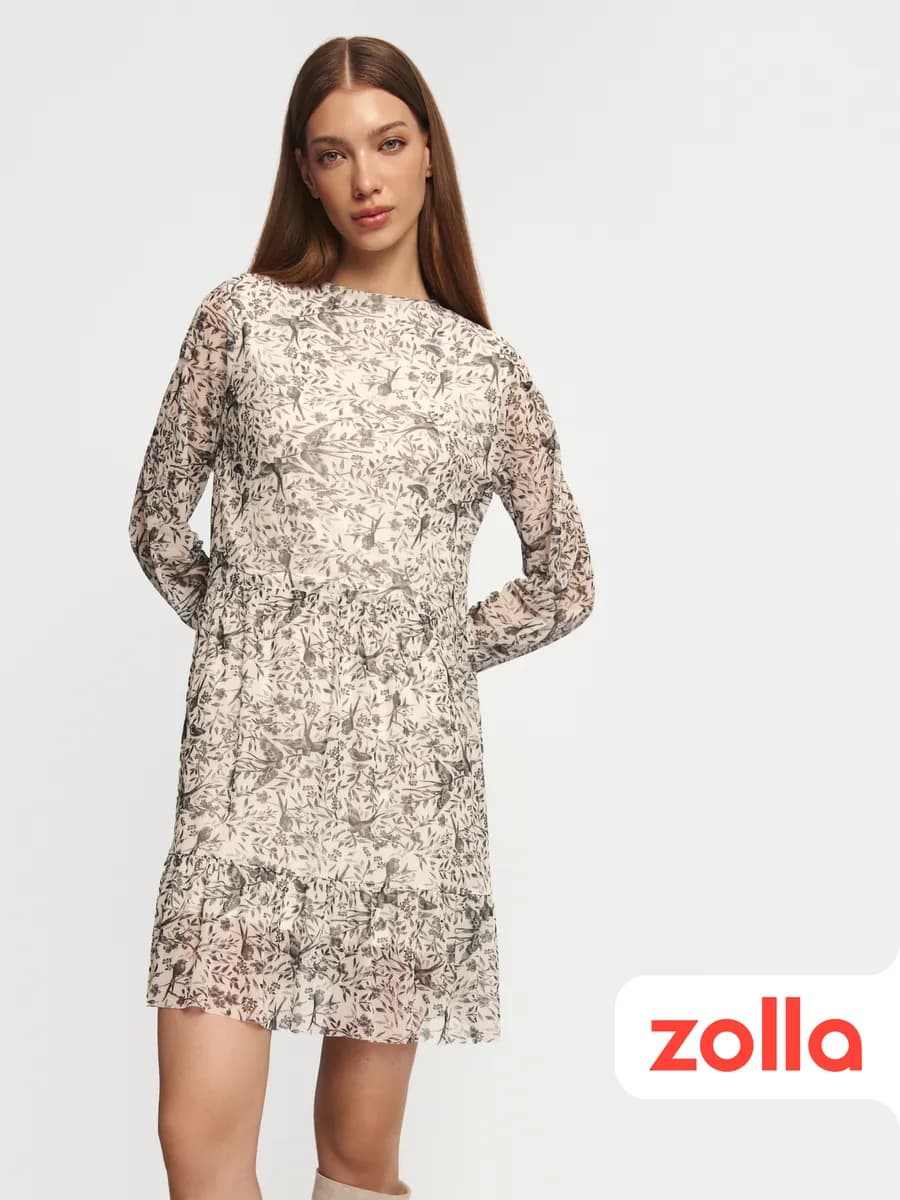 Женское ярусное платье мини на кулиске - фото 1