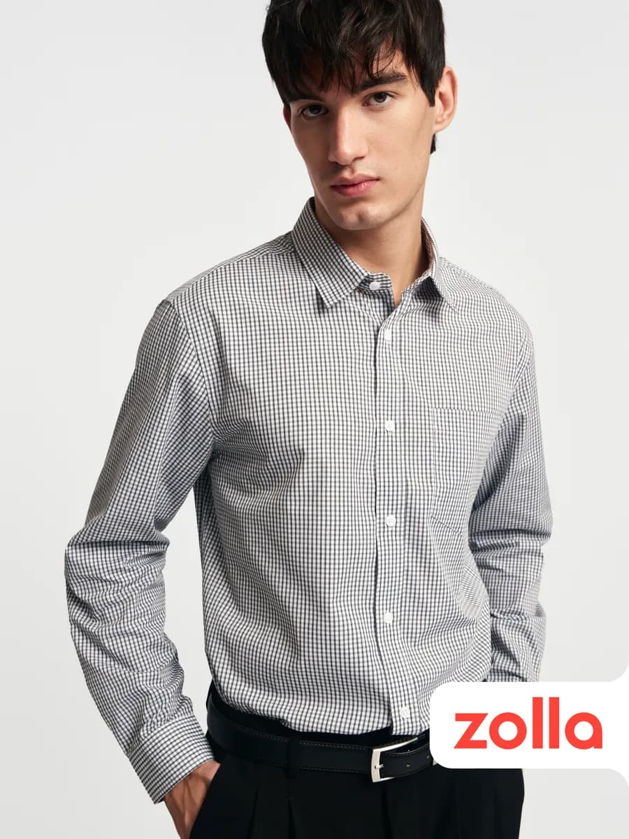 Мужская рубашка прямого силуэта в клетку