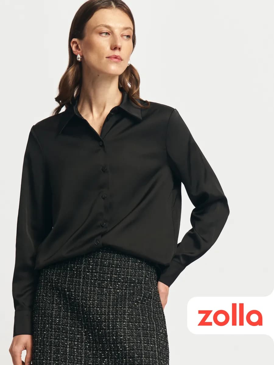 Женская атласная рубашка прямая