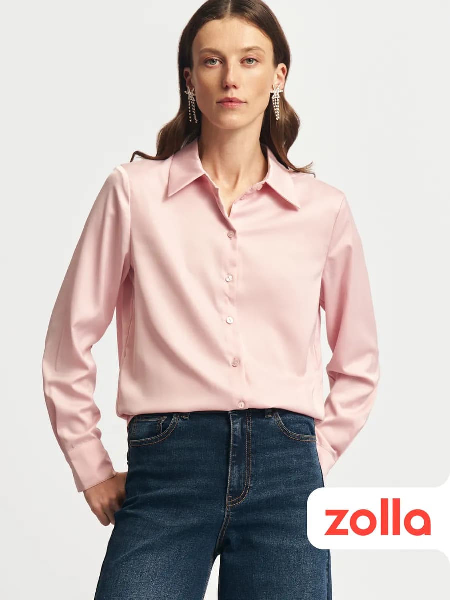 Женская атласная рубашка прямая