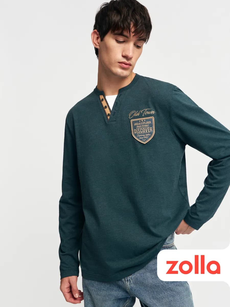 Мужской трикотажный лонгслив хенли