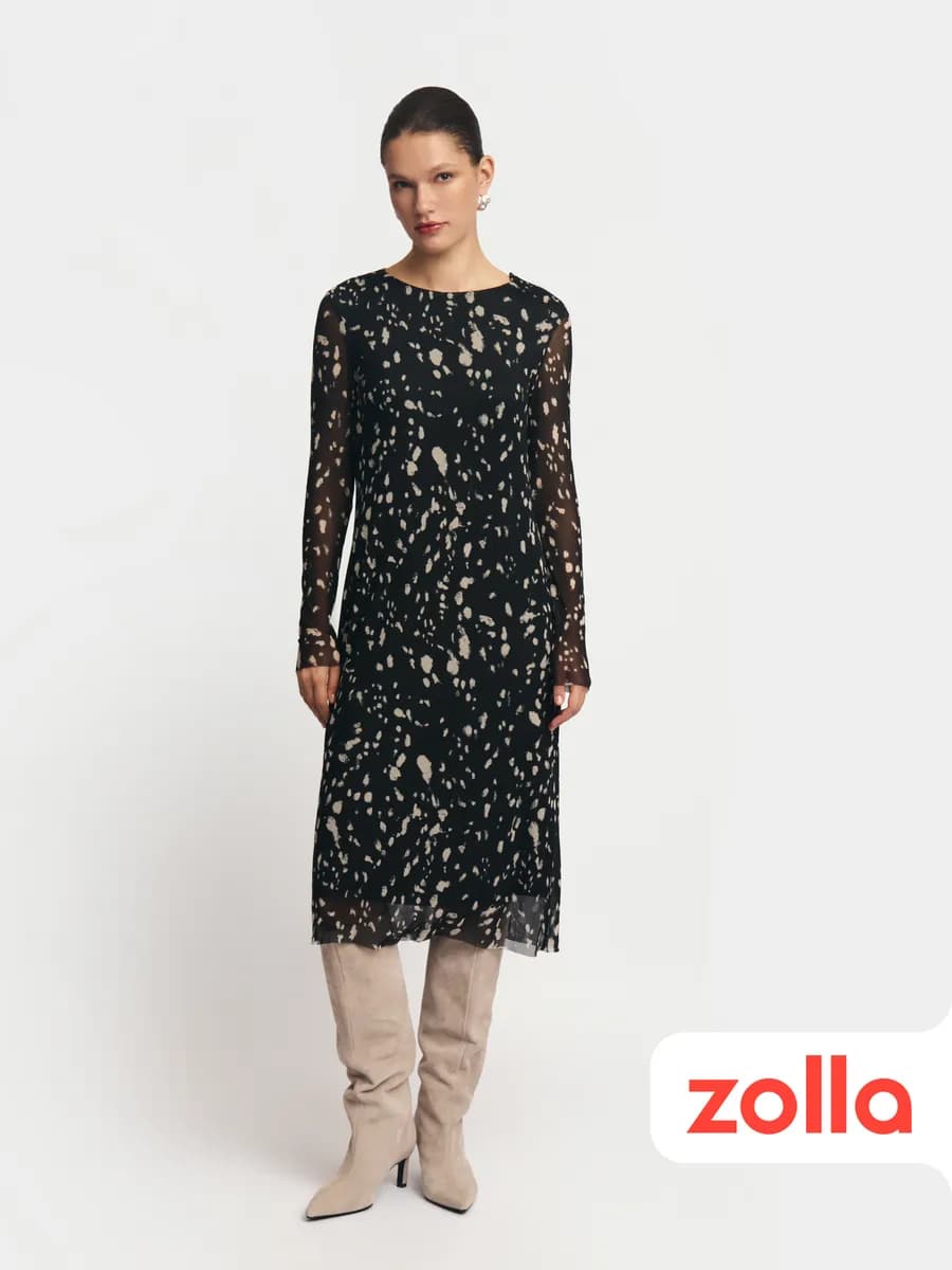 Женское платье миди из сетки с принтом