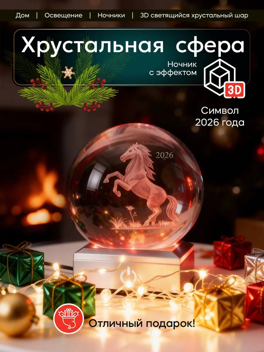 Новогодний подарок ночник Лошадь 2026 настольный