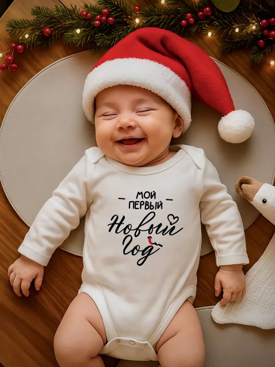 Боди новогодний для новорожденных