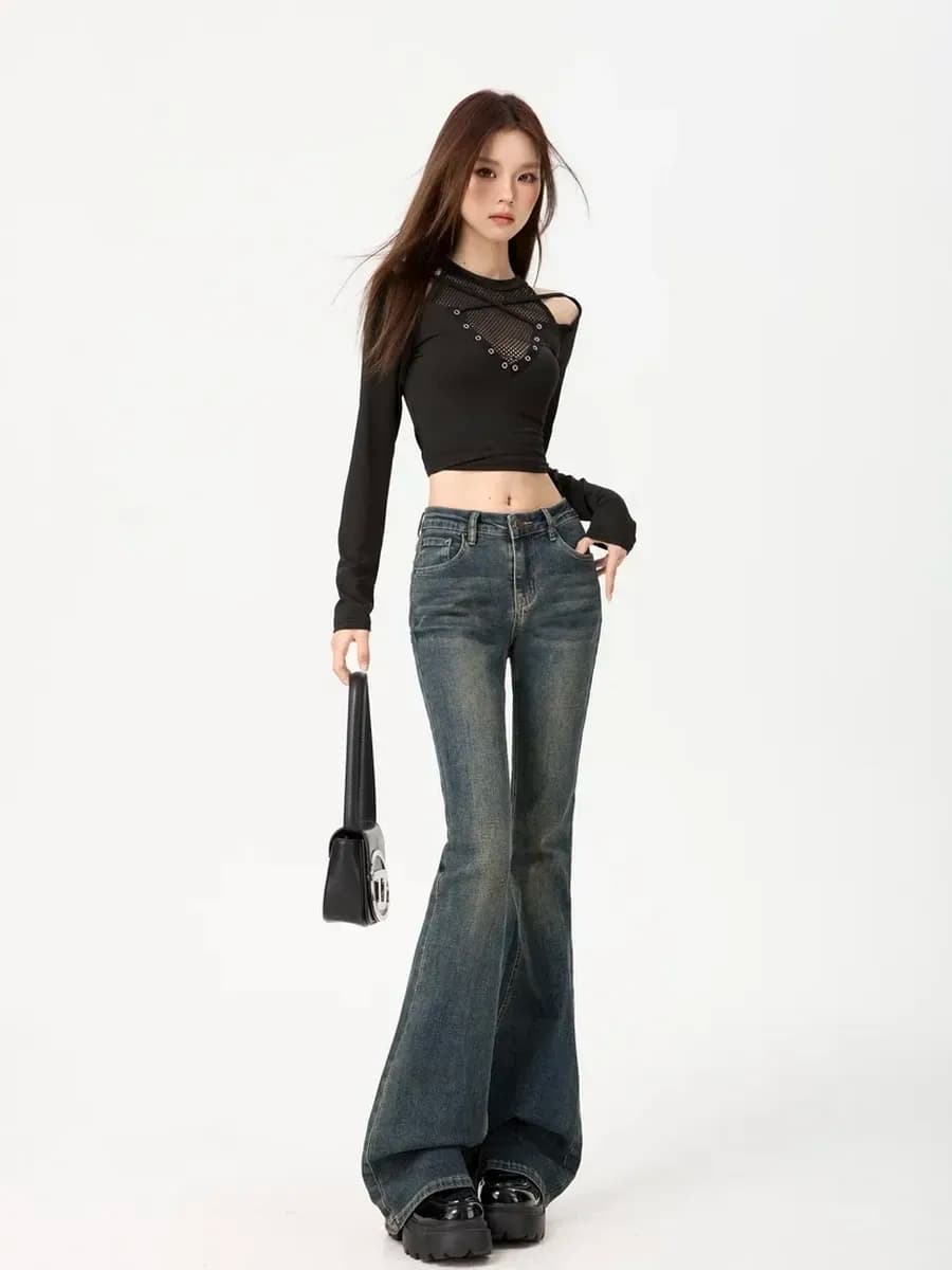 Джинсы клеш от колена bootcut y2k