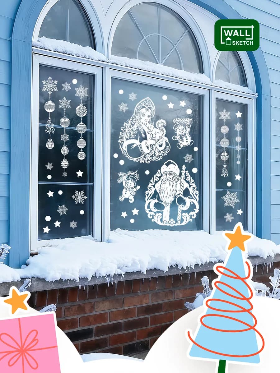 Новогодние наклейки набор универсальные украшения 2026 год