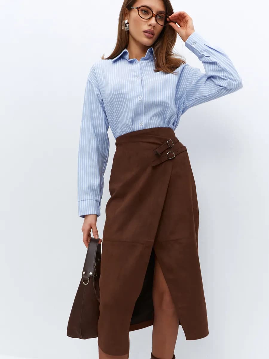 Юбка миди замшевая с запахом