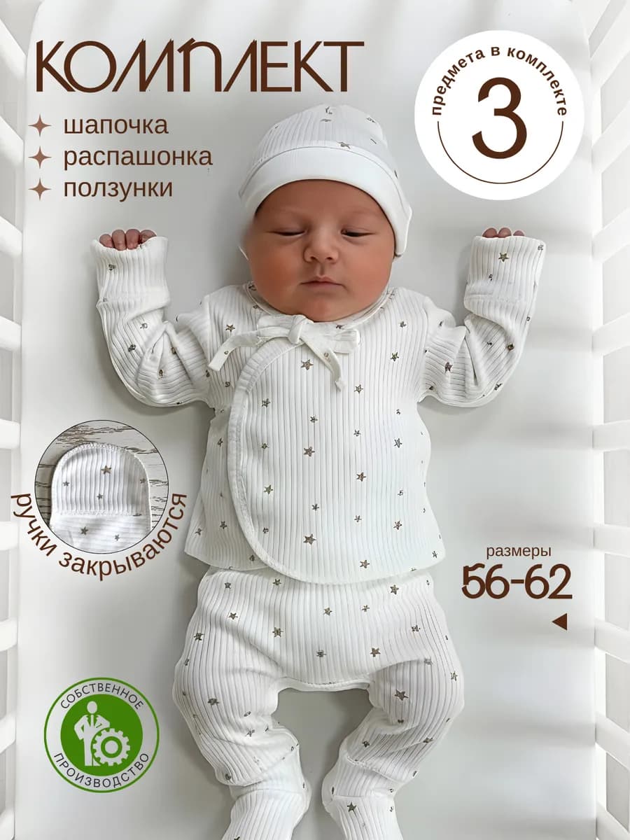 Комплект нательный на выписку новорожденных детей